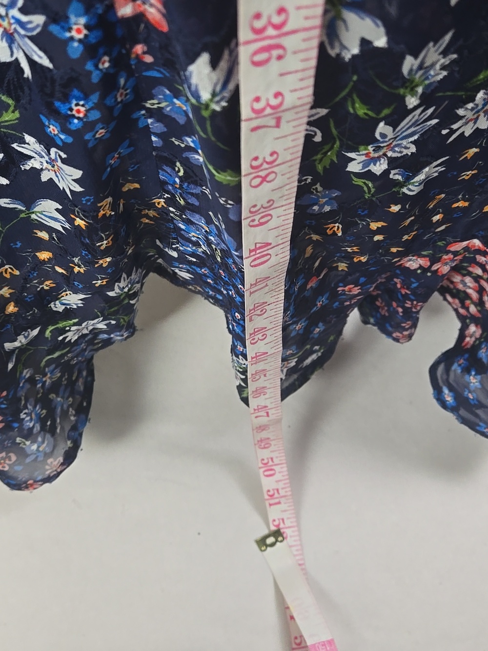 Kensie Women's Blue Floral Ruffle Midi Dress Sz 13 V-Neck Whimsical Fairy Boho - Picture 10 of 10